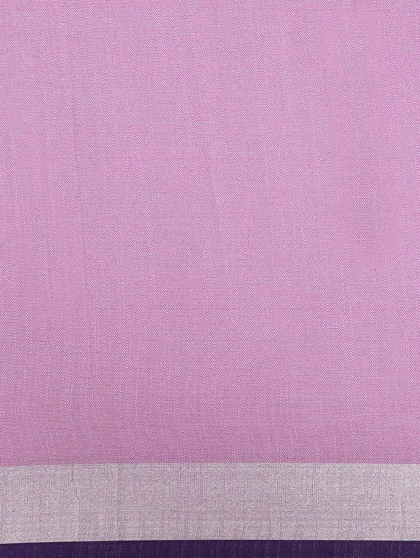 solid woven saree with blouse - 17140974 - Zoom Image - 4