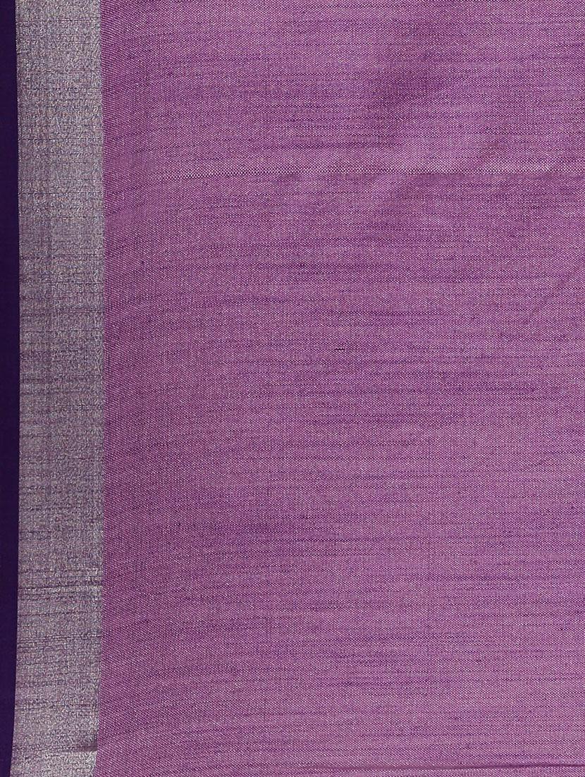 solid woven saree with blouse - 17140974 - Zoom Image - 6
