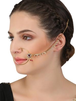 pink metal naath nose pin - 17141178 - Standard Image - 3