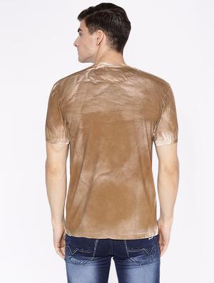 brown typographic chest print t-shirt - 17141868 - Standard Image - 3