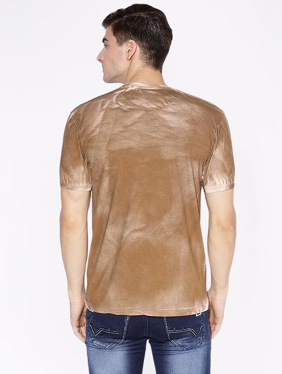 brown typographic chest print t-shirt - 17141868 - Zoom Image - 3