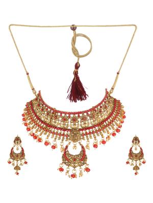 red metal necklaces and earring - 17141988 - Standard Image - 2