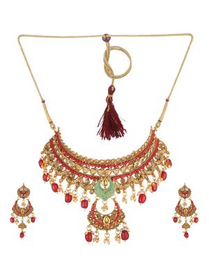 red metal necklaces and earring - 17141990 - Standard Image - 2