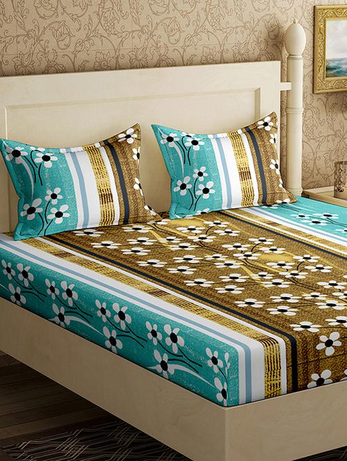 cotton double bedsheet with 2 pillow covers - 17142069 - Standard Image - 1