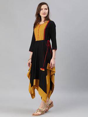 contrast asymmetric kurta - 17142656 - Standard Image - 2