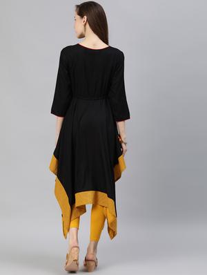 contrast asymmetric kurta - 17142656 - Standard Image - 3