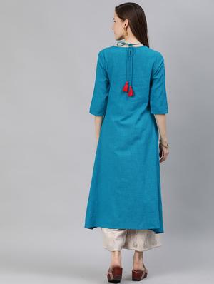 embroidered flared kurta - 17142660 - Standard Image - 3