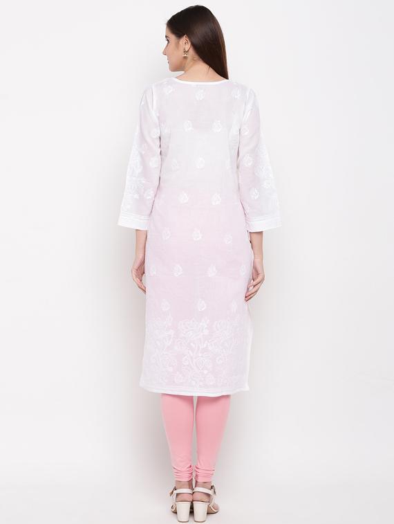 chikankari straight kurta - 17142765 - Zoom Image - 3