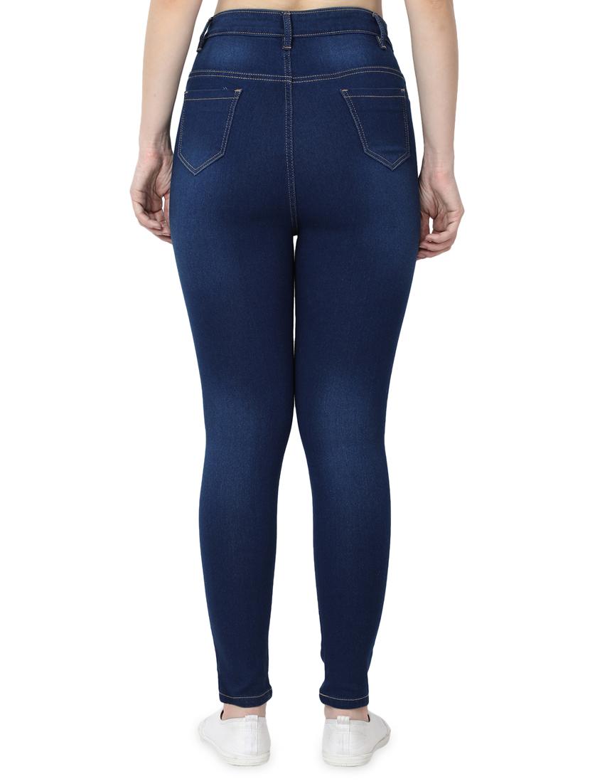 dark blue cotton blend jeans - 17142784 - Zoom Image - 3
