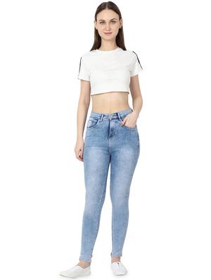light blue cotton blend jeans - 17142785 - Standard Image - 4