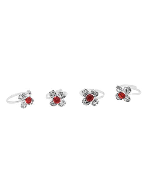 red silver metal combo toe ring - 17142804 -  Standard Image - 0