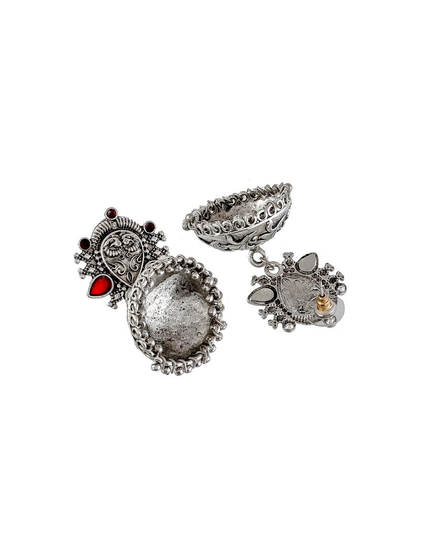 silver tone silver plated jhumka earring - 17143166 - Zoom Image - 2