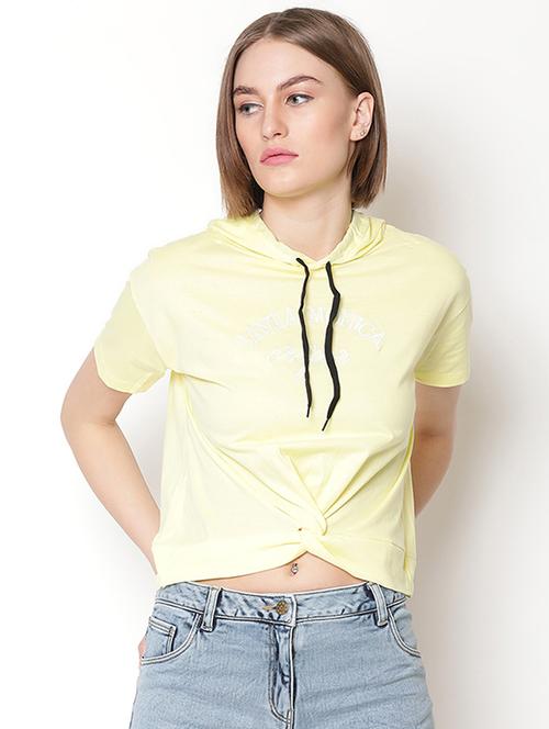 yellow cotton crop tee - 17143175 - Standard Image - 1