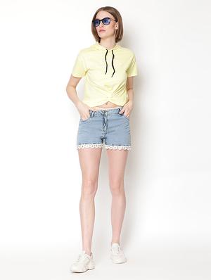 yellow cotton crop tee - 17143175 - Standard Image - 4