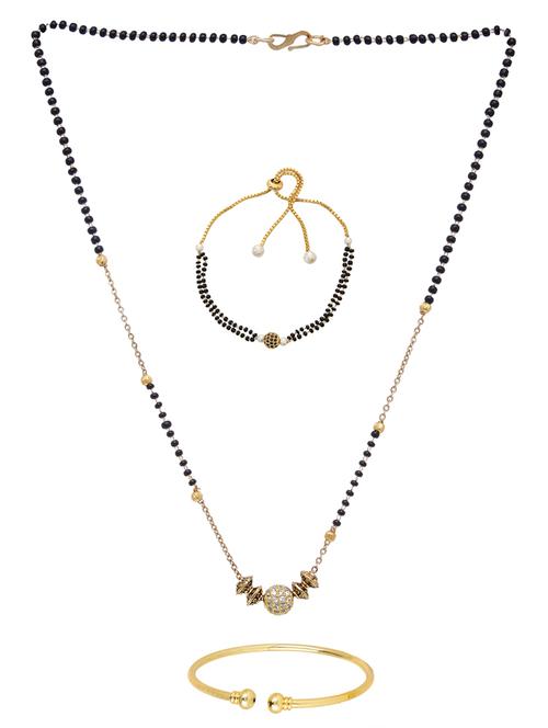 gold beads mangalsutra and bracelet - 17143204 - Standard Image - 1