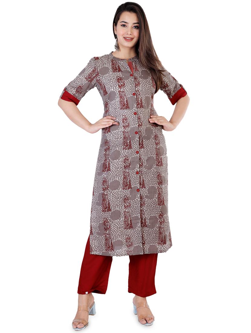 printed straight kurta - 17143262 - Zoom Image - 1