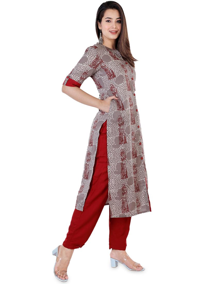 printed straight kurta - 17143262 - Zoom Image - 2