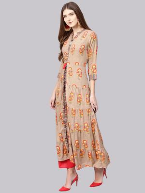 printed flared kurta - 17143607 - Standard Image - 2