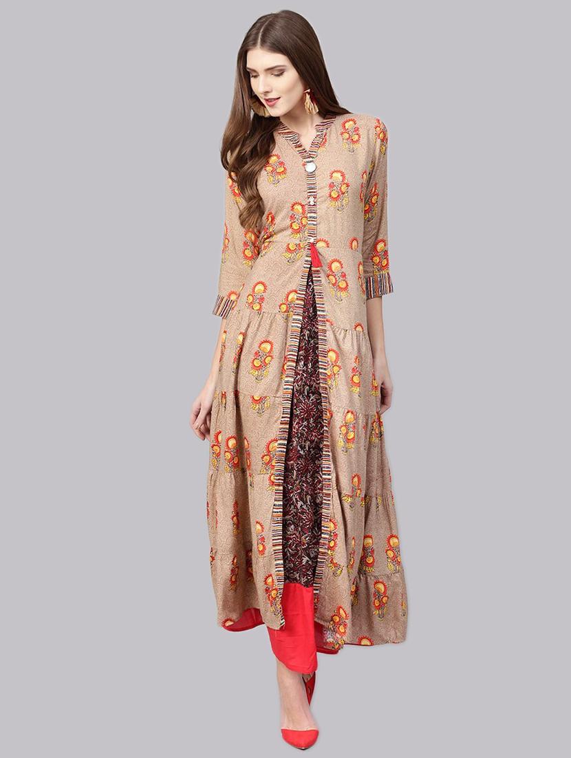 printed flared kurta - 17143607 - Zoom Image - 1