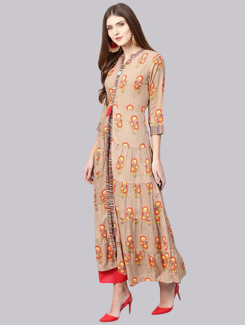 printed flared kurta - 17143607 - Zoom Image - 2