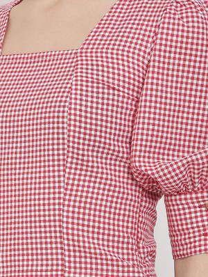 puff sleeves gingham top - 17143616 - Standard Image - 4
