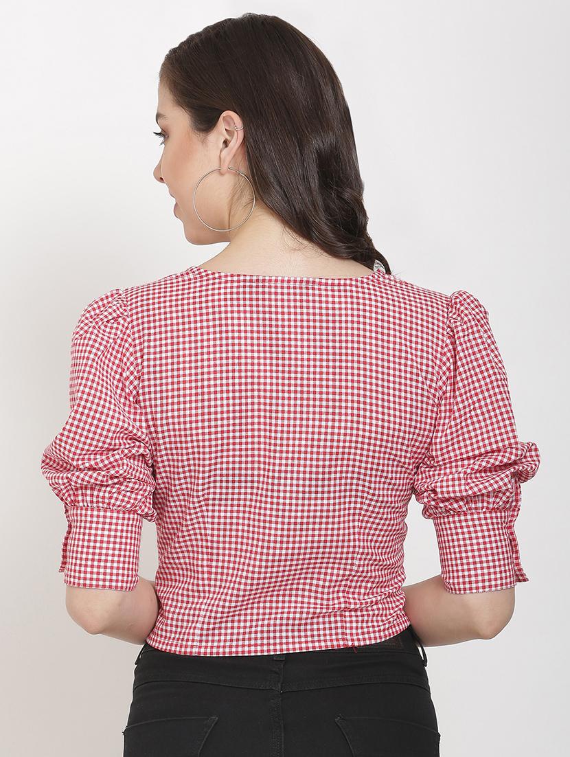 puff sleeves gingham top - 17143616 - Zoom Image - 3