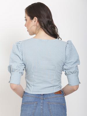 puff sleeves gingham top - 17143617 - Standard Image - 3