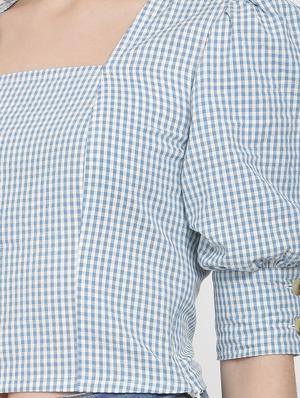 puff sleeves gingham top - 17143617 - Standard Image - 4