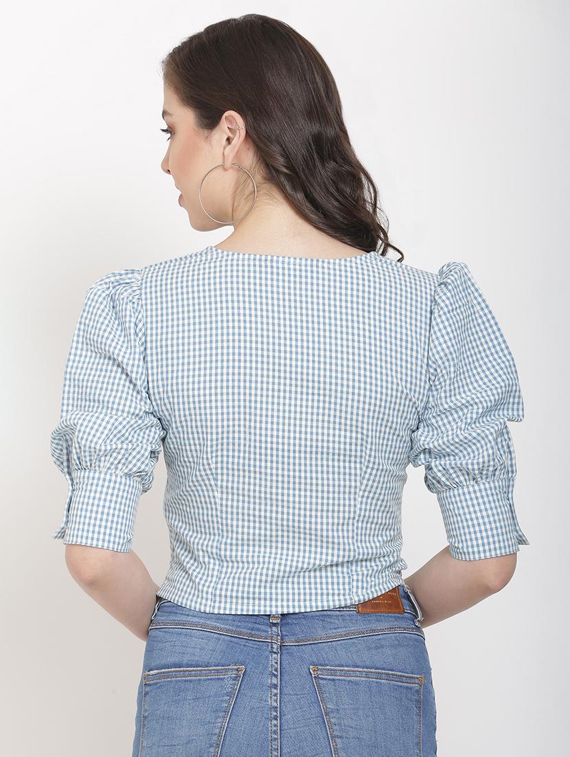 puff sleeves gingham top - 17143617 - Zoom Image - 3