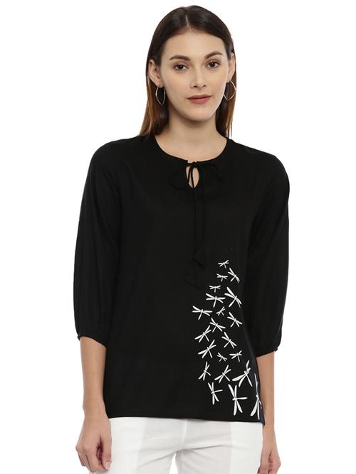 tie up neck printed top - 17143983 - Standard Image - 1