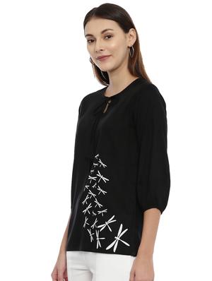 tie up neck printed top - 17143983 - Standard Image - 2