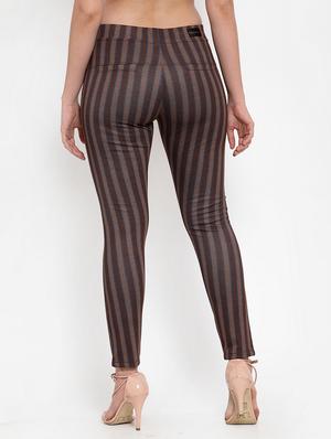 brown cotton lycra jeggings - 17144205 - Standard Image - 3