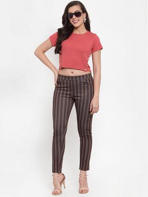brown cotton lycra jeggings - 17144205 - Standard Image - 4