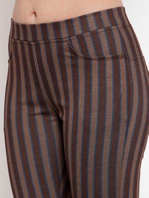 brown cotton lycra jeggings - 17144205 - Standard Image - 5