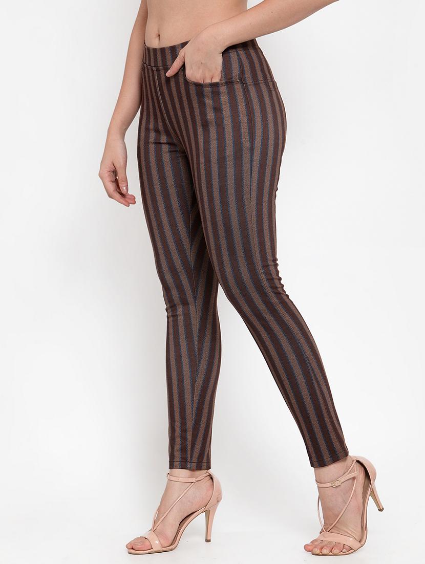 brown cotton lycra jeggings - 17144205 - Zoom Image - 2