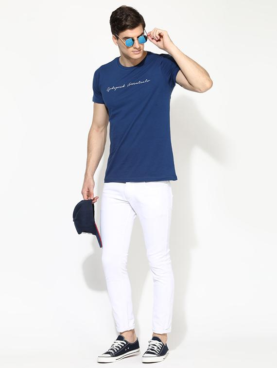 blue typographic chest print t-shirt - 17145369 - Zoom Image - 4