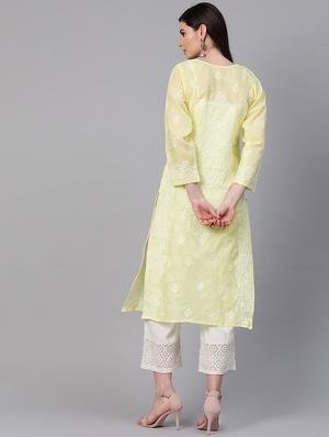 chikan kari straight kurta - 17145511 - Standard Image - 4
