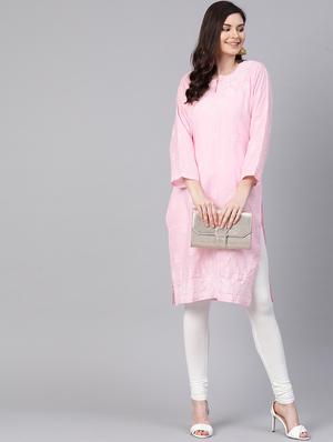 chikan kari straight kurta - 17145515 - Standard Image - 3