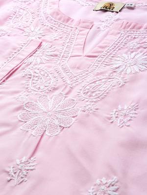 chikan kari straight kurta - 17145515 - Standard Image - 5