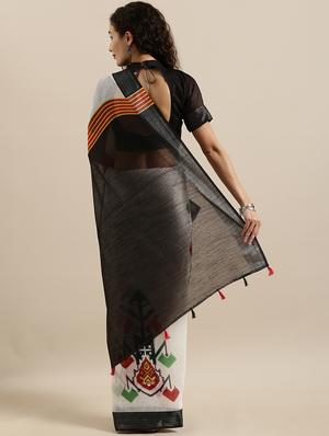 geometrical printed saree with blouse - 17145578 - Standard Image - 2
