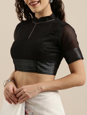 geometrical printed saree with blouse - 17145578 - Standard Image - 3