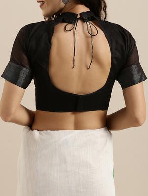 geometrical printed saree with blouse - 17145578 - Standard Image - 4