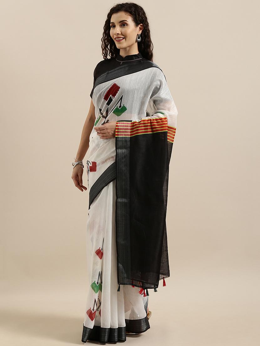 geometrical printed saree with blouse - 17145578 - Zoom Image - 1