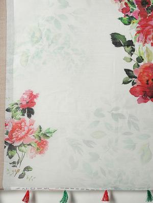 floral printed saree with blouse - 17145598 - Standard Image - 6