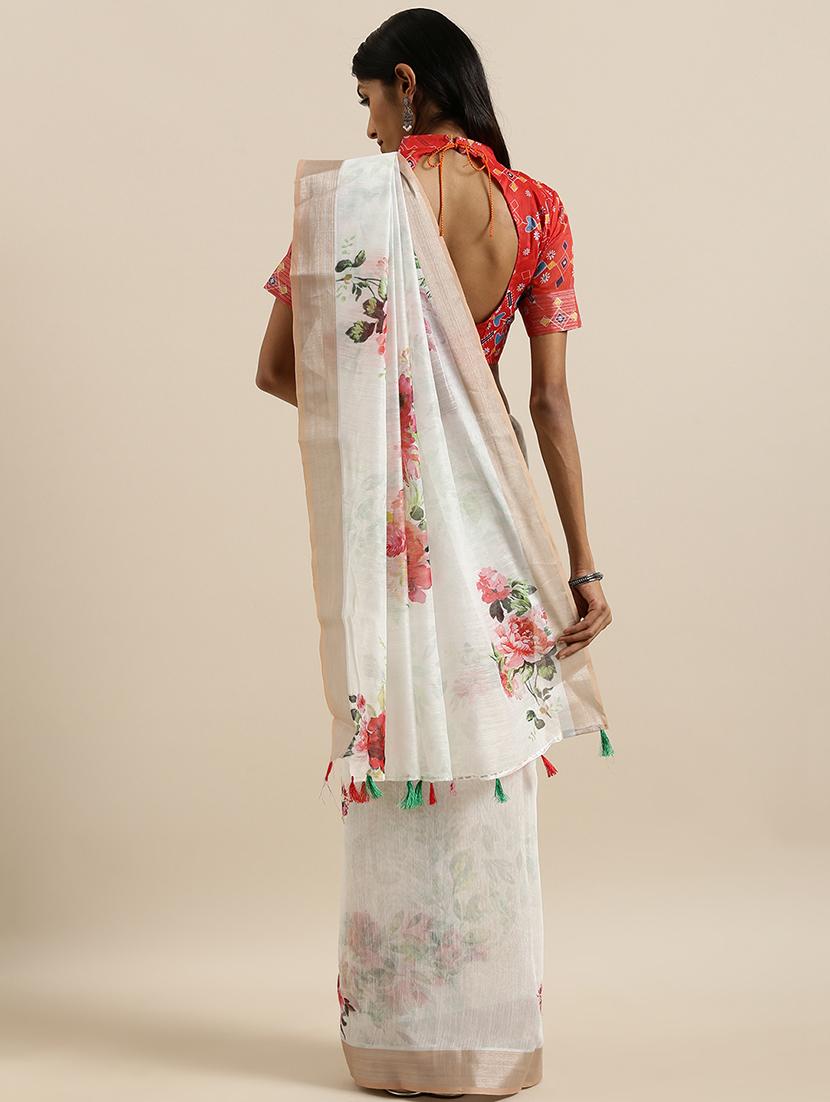 floral printed saree with blouse - 17145598 - Zoom Image - 2
