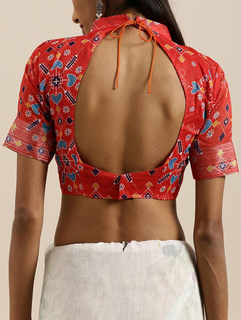 floral printed saree with blouse - 17145598 - Zoom Image - 4