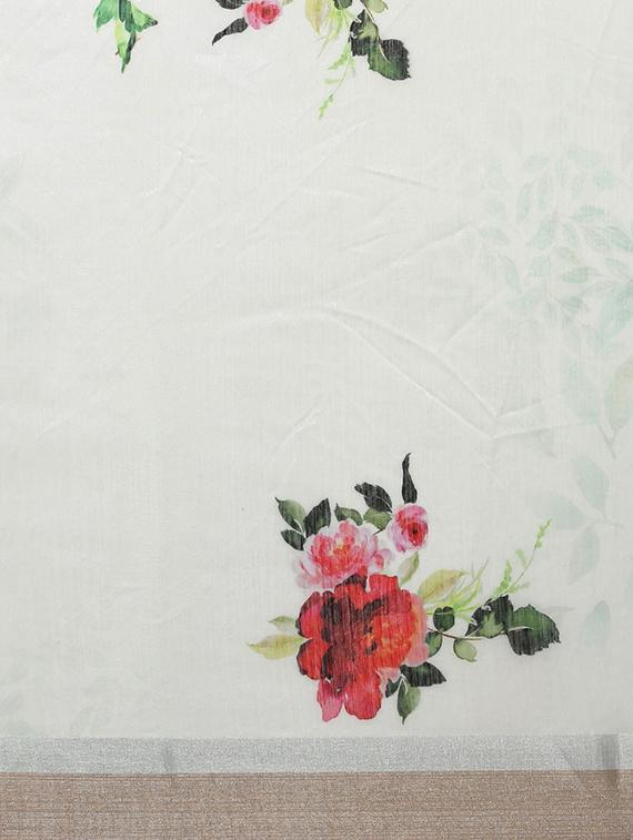 floral printed saree with blouse - 17145598 - Zoom Image - 5