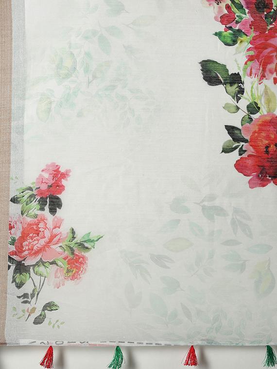 floral printed saree with blouse - 17145598 - Zoom Image - 6