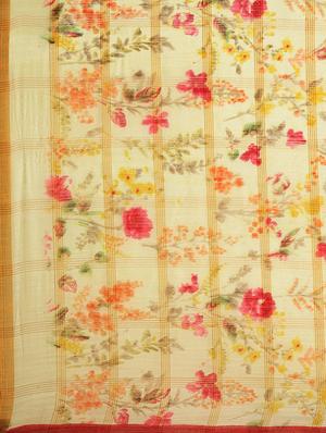 floral printed saree with blouse - 17145605 - Standard Image - 6