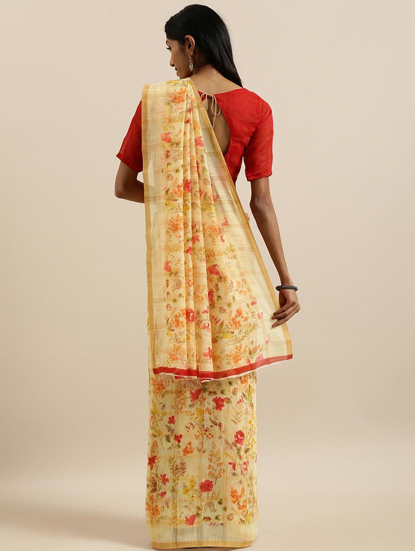 floral printed saree with blouse - 17145605 - Zoom Image - 2